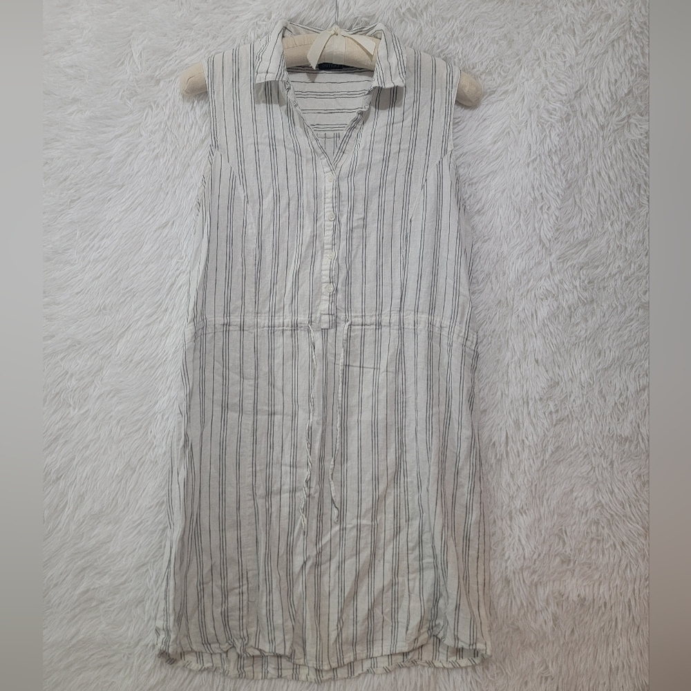 Esmara Linen Sleeveless Striped Midi Dress - White and Gray Size 8 - Picture 16 of 16